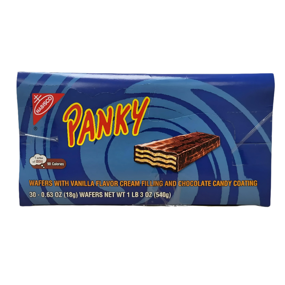 Panky wafer bar packaging with blue background and Hubado logo