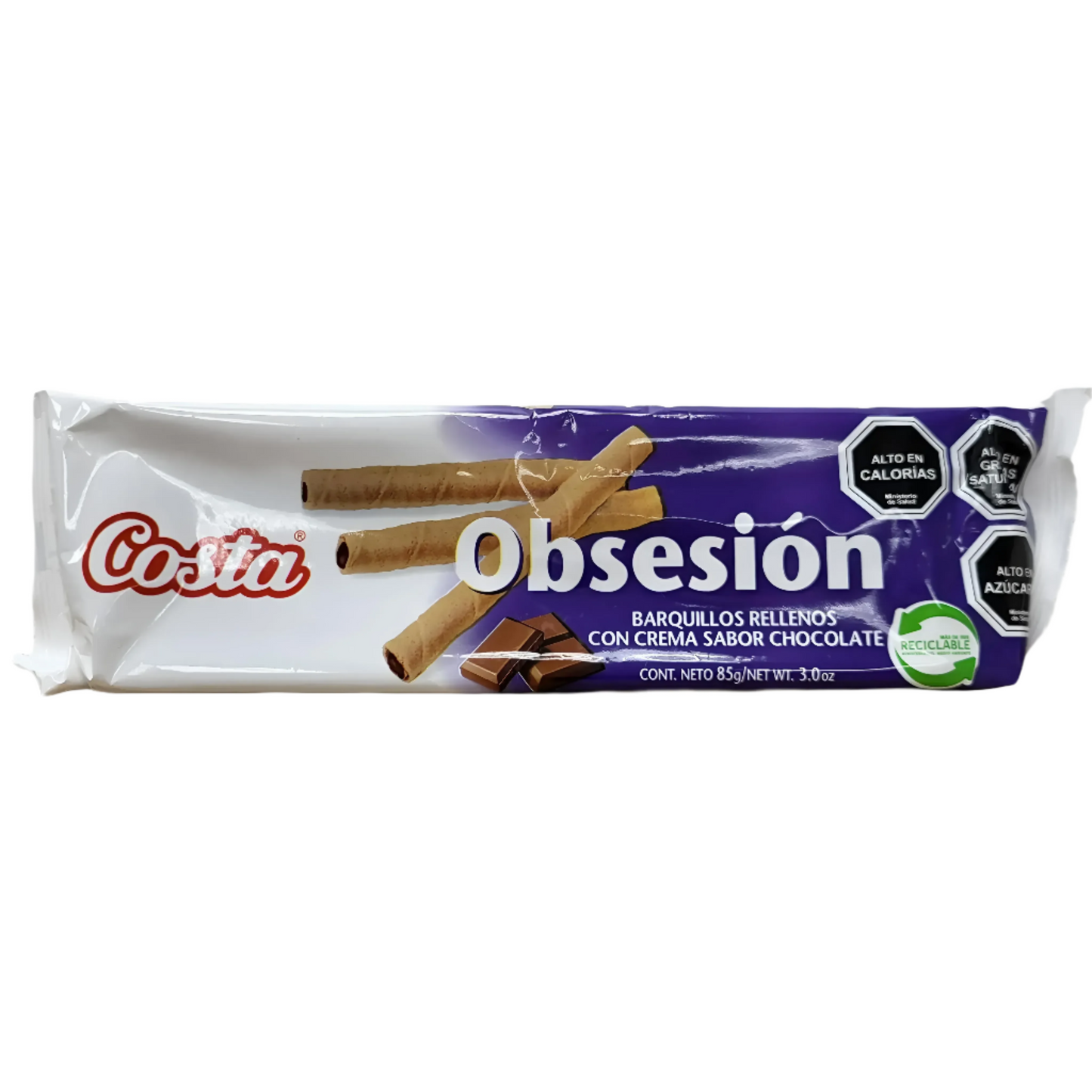 Barquillos Rellenos De Chocolate Obsecion / 3 Oz