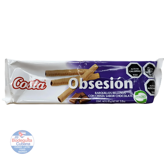 BARQUILLOS RELLENOS DE CHOCOLATE OBSECION / 3 OZ