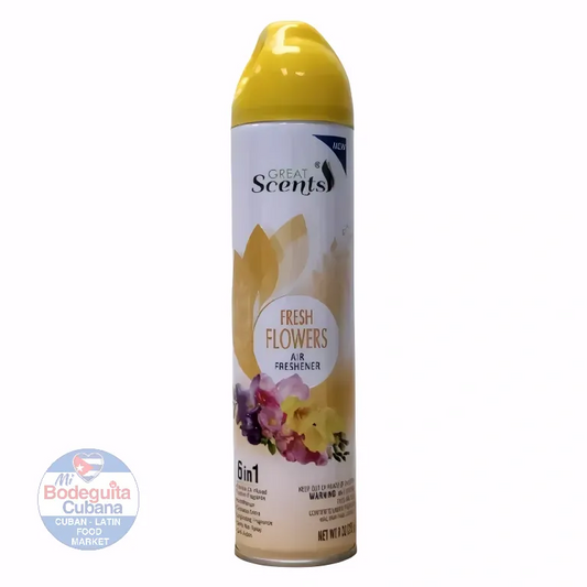 AMBIENTADOR SPRAY GREAT SCENTS FLORES FRESCAS / 9 OZ