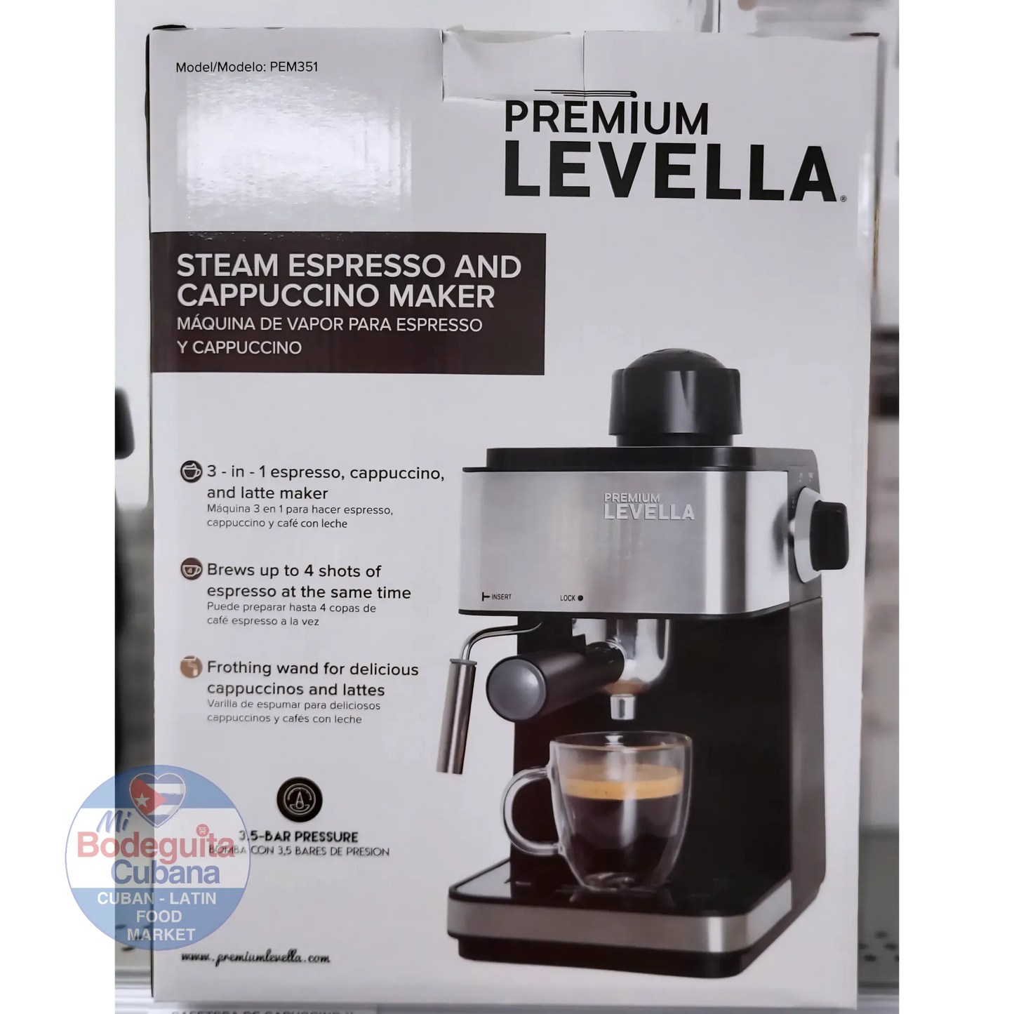 CAFETERA DE CAPUCCINO Y EXPRESO CON VAPOR LEVELLA - PEM351