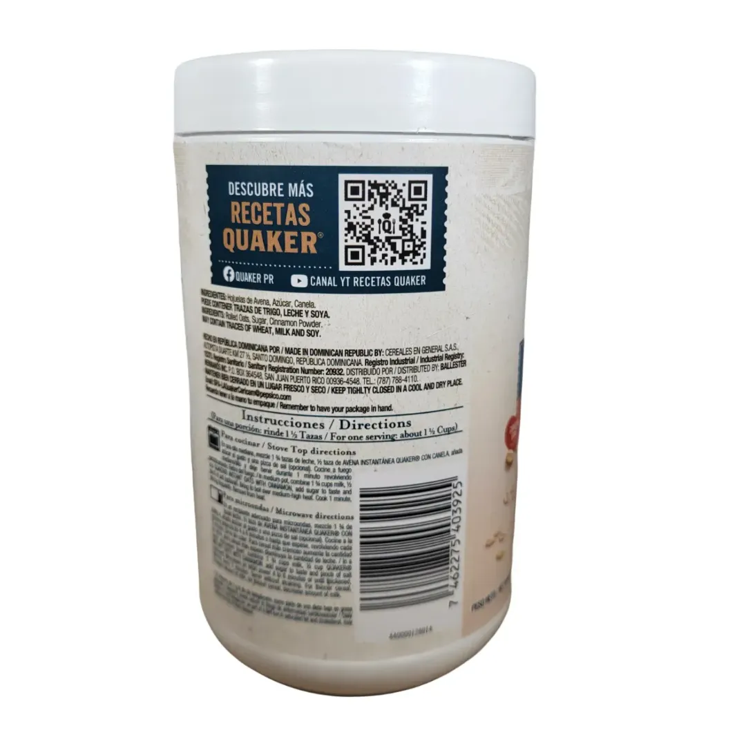 Avena Instantanea Canela Quaker 350Gr
