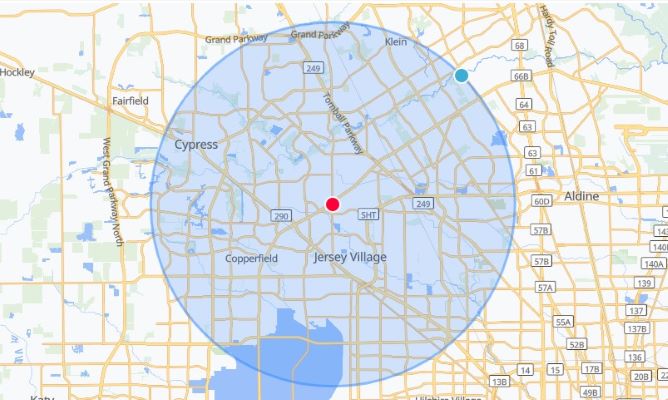 Delivery coverage area map